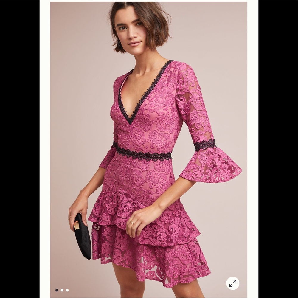 NEW  ANTHRO MONIQUE LHUILLIER INES PINK LACE DRESS